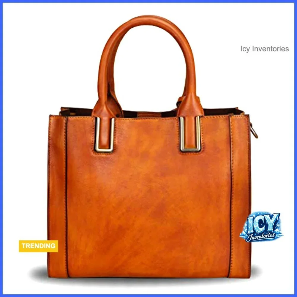 Genuine Leather Satchel Handbag Vintage Handmade Shoulder Bag Cowhide Tote Purse